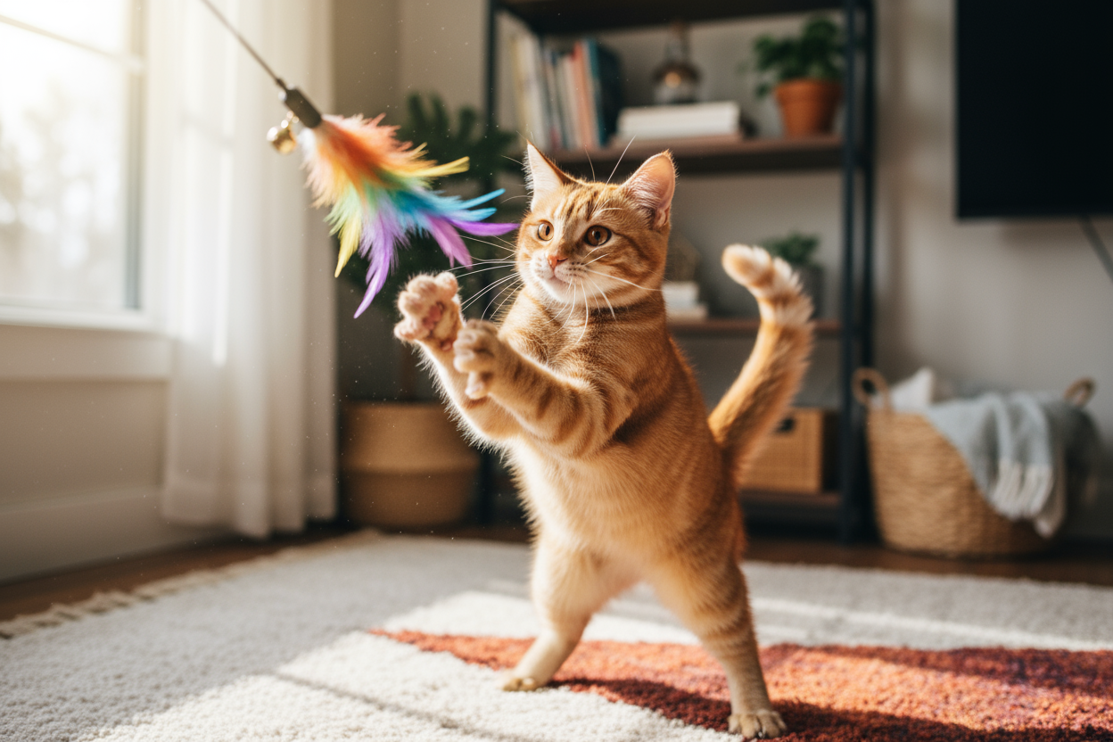 cat playing with a toy